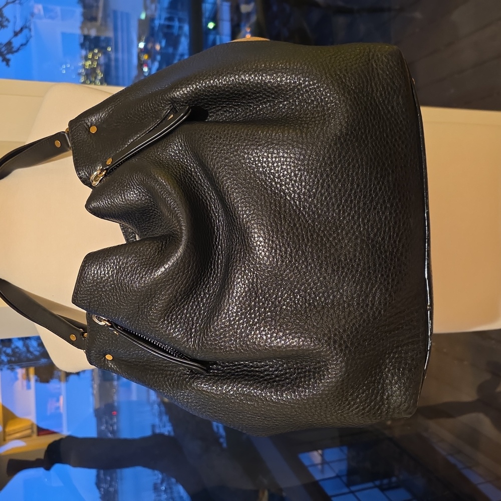 Burberry Black Pebbled Leather Hobo Bag